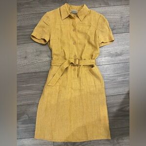 Akris yellow mini dress with belt and pockets
